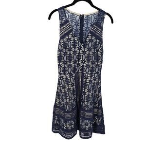 Francesca’s Anna Be  Navy Blue Lace Sleeveless Romantic Feminine Skater Dress XS